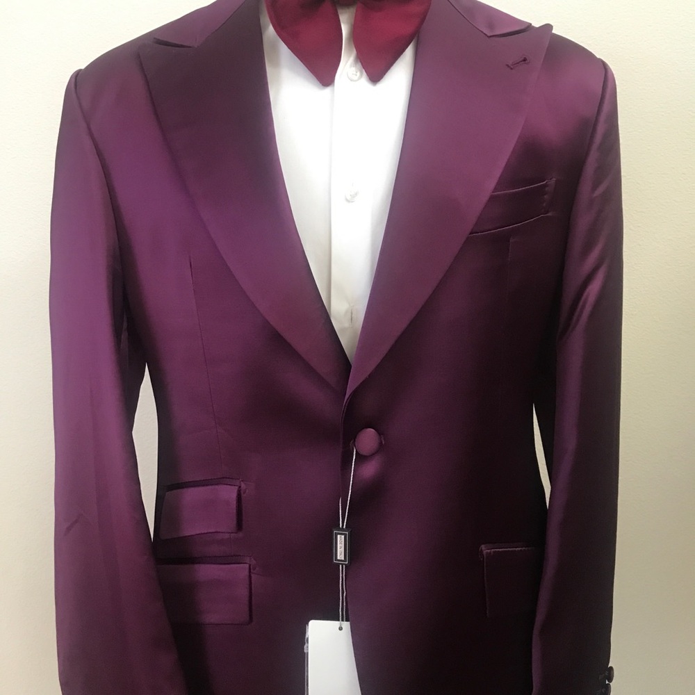 Purple pink luxury silk tuxedo. Made in Italy